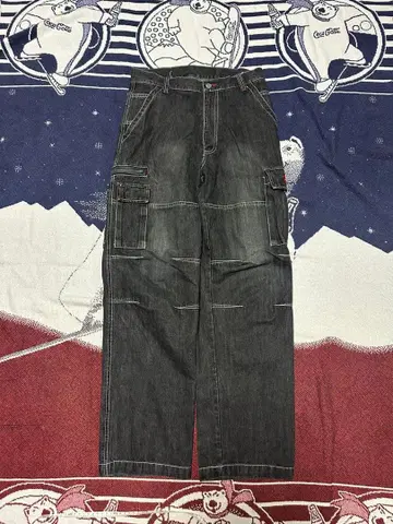 Ecko 에코 블랙 데님 카고 팬츠 90s 00s 와이드