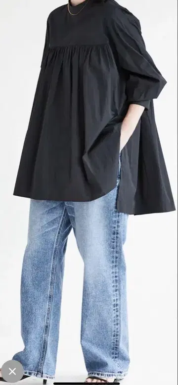 B.C STOCK 개더 튜닉 셔츠
