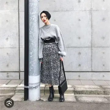 CLANE 플라워 프린트 플리츠 스커트