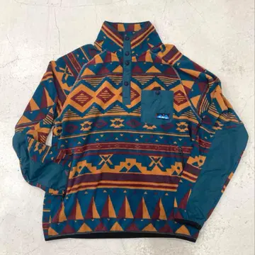 KAVU 기하학 패턴 플리스 자켓 M 네이티브 무늬 스냅T