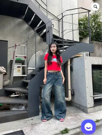 HTH 사이드 지퍼 데님 하트 자수