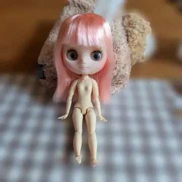 커스텀 인형 본체 핑크색 머리 그레이 눈