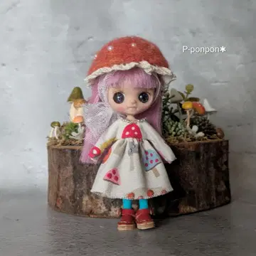 미니 브라이스 3아웃핏 버섯 모자와 원피스 세트