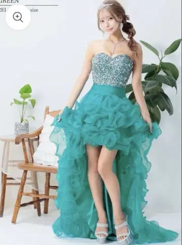 AR ANGEL 터콰이즈 프릴 드레스 S