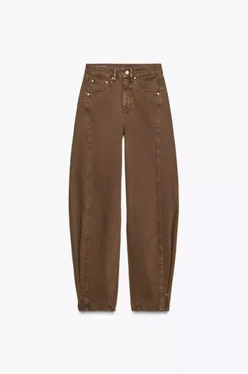 ZARA 자라 JEANS TRF BAGGY BALLOON 브라운