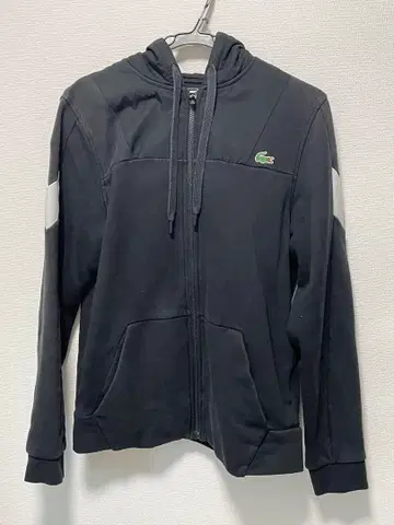 LACOSTE 블랙 집업 후드티 US M