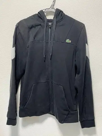 LACOSTE 블랙 집업 후드티 US M