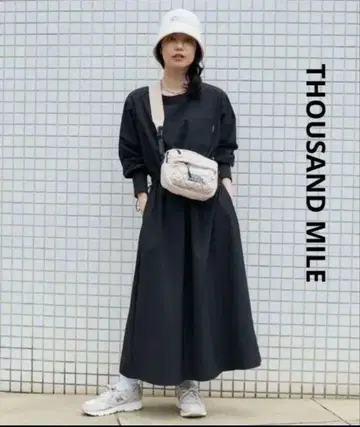 THOUSAND MILE 허리 드로 코드 긴팔 원피스