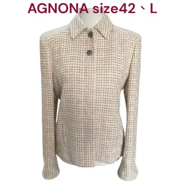 새상품급 아뇨나 고급 트위드 자켓 울, 실크 42, L, 11호