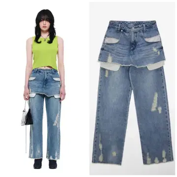 택 포함 새상품 Matin Kim 레이어드 데님 M 사이즈