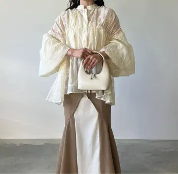 aerma 2way tiered sheer volume blouse