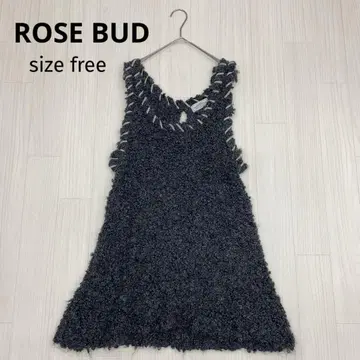 ROSE BUD 로즈버드 샤기 니트 오버롤 스커트
