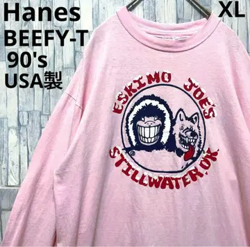 헤인즈 비피 롱티 긴팔 에스키모 조스 XL 90s USA 제조
