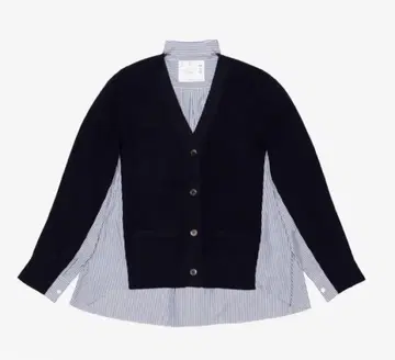 Sacai 사카이 스트라이프 셔츠 도킹 니트 가디건 2