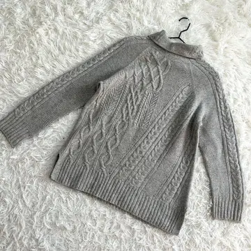 BRAHMIN 터틀넥 니트 케이블 짜임 그레이 (M 상당)