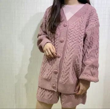 젤라피케 발렌타인 하트 아란 가디건 숏 팬츠 세트