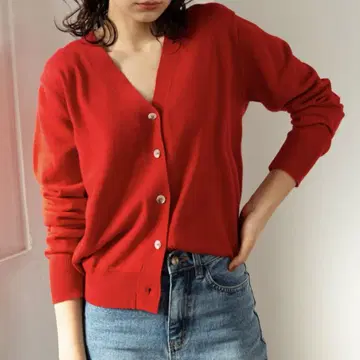 [ marjour ] Rouge Cardigan 빨간색 긴팔 가디건