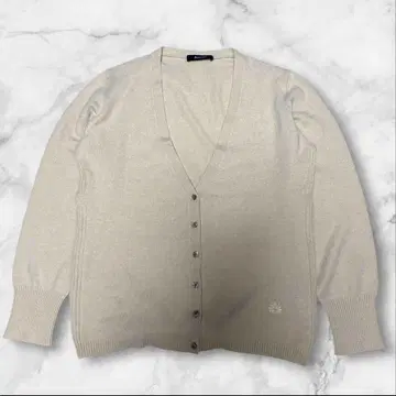 Aquascutum 캐시미어 100% 남성용 아이보리 로고 가디건