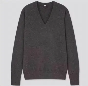 새상품급 UNIQLO 유니클로 캐시미어 V넥 스웨터 다크 그레이 L