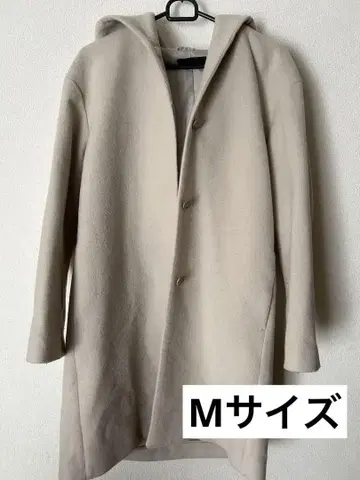 유니클로 후드 부착 베이지 롱 코트 M 여성용 아우터