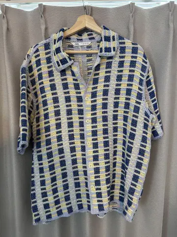 ZARA 반팔 셔츠 M 체크 무늬