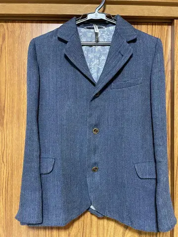 45R 인디고 네이비 나염 트위드 자켓 린넨 헤링본