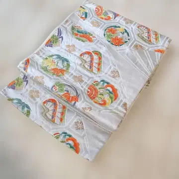 순수 실크 후쿠로 오비 꽃 문양
