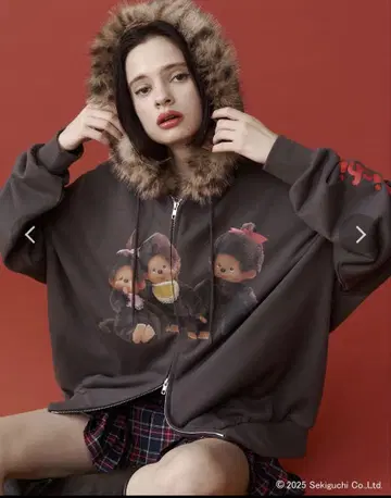 몽치치 jouetie 콜라보 퍼 도킹 ZIP 후디 후드티