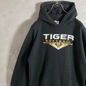 길단 헤비 블렌드 후드티 빅 프린트 타이거 속기모 블랙 IW5
