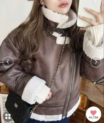 인조 가죽 x 보아 페이크 무스탕 라이더 자켓 블루종