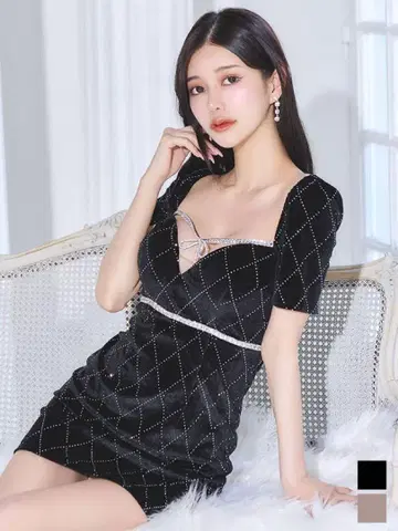 쥬얼스 블랙 다이아몬드 패턴 드레스