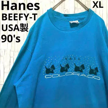 헤인즈 비피 롱T 긴팔 요크셔 테리어 USA제 90s XL