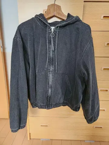 ZARA 크롭 데님 후드티 짧은 기장 오버 사이즈