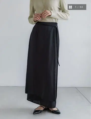 crewre 랩 레이어드 I 라인 스커트