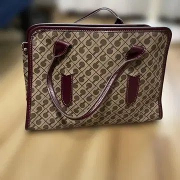 게라르디니 모노그램 패턴 토트백 베이지/버건디