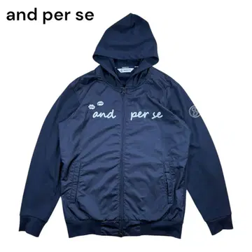 새상품급 and per se 앙파시 지퍼 후드티 나일론 절개 네이비 L