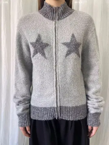 별 무늬 집업 니트 가디건