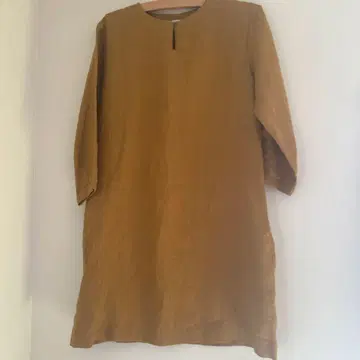 fog linen work 린넨 긴팔 원피스 머스타드