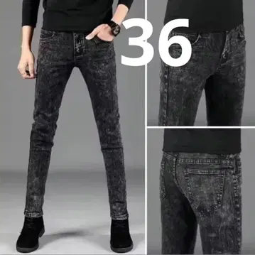 36인치(92cm) 블랙 남성용 데님 청바지