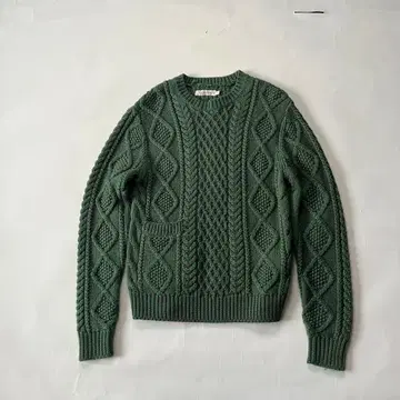 할리우드 런치마켓 니트 스웨터 아란 피셔맨 그린 1