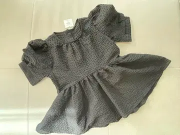 네쥬 샤베트 퍼프 슬리브 블라우스 블랙 반팔