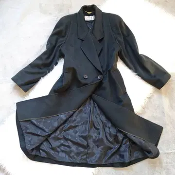 후지이 모직 캐시미어 100% 롱 코트 여성용 일본제 L 다크 그린