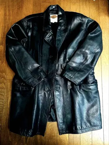 Harley-Davidson 빈티지 가죽 블랙 코트 천연 가죽