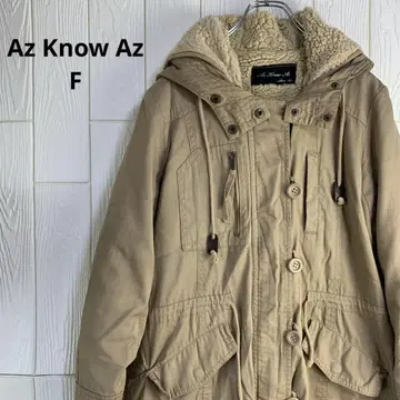 Az Know Az 베이지 후드 부착 모즈 코트