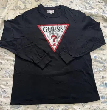 GUESS 블랙 긴팔 티셔츠 L