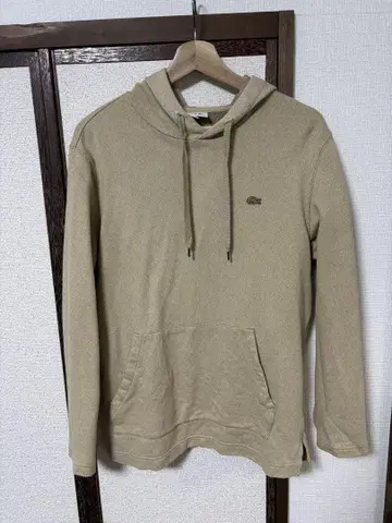 LACOSTE 베이지 후드 부착 후드티 US M