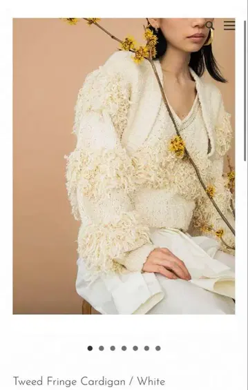 Leinwande 트위드 프린지 가디건 화이트