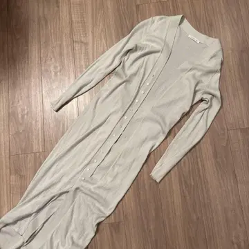 갤러리 비 롱 리브 가디건 코튼 아이보리