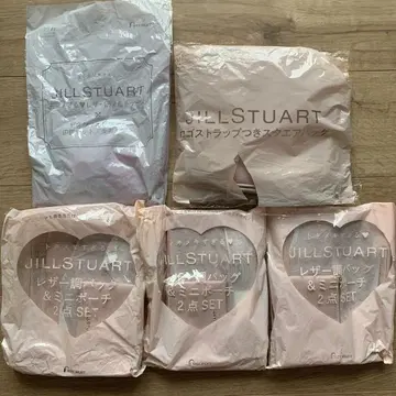 JILL STUART 세트 가죽 느낌 파우치 & 미니 파우치 2개 세트