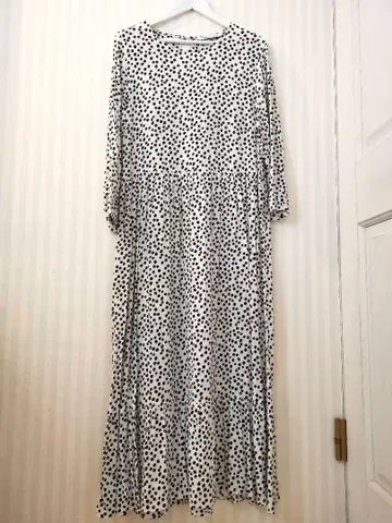 ZARA 자라 도트 무늬 긴팔 롱 원피스
